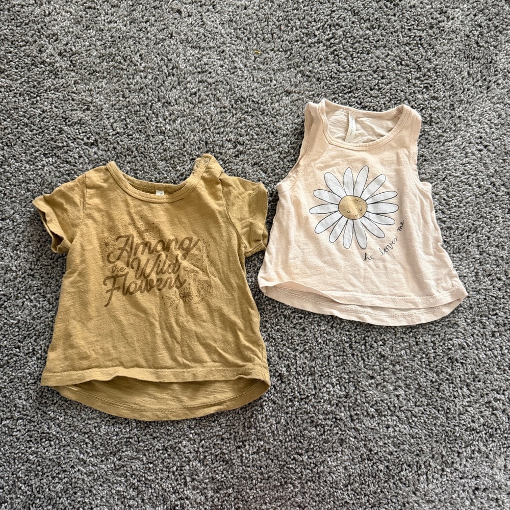 Rylee + Cru Cream Daisy Tank & Mustard Graphic Short Sleeve Tee